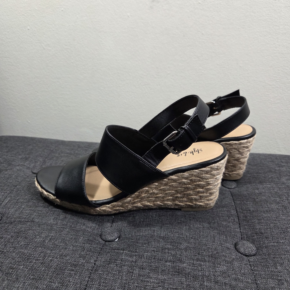 Style & Co. Black and Tan Wedge Sandals